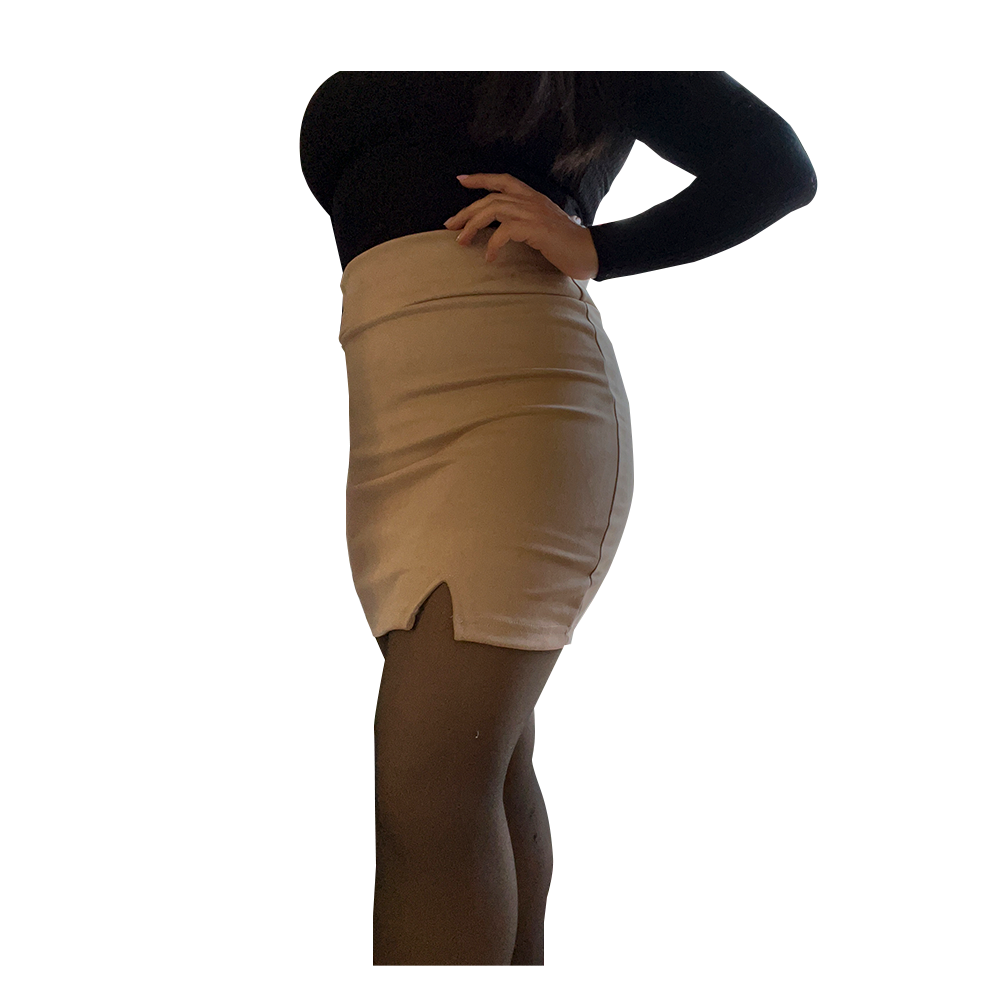 Falda Short Mini - Gamuza - Beige