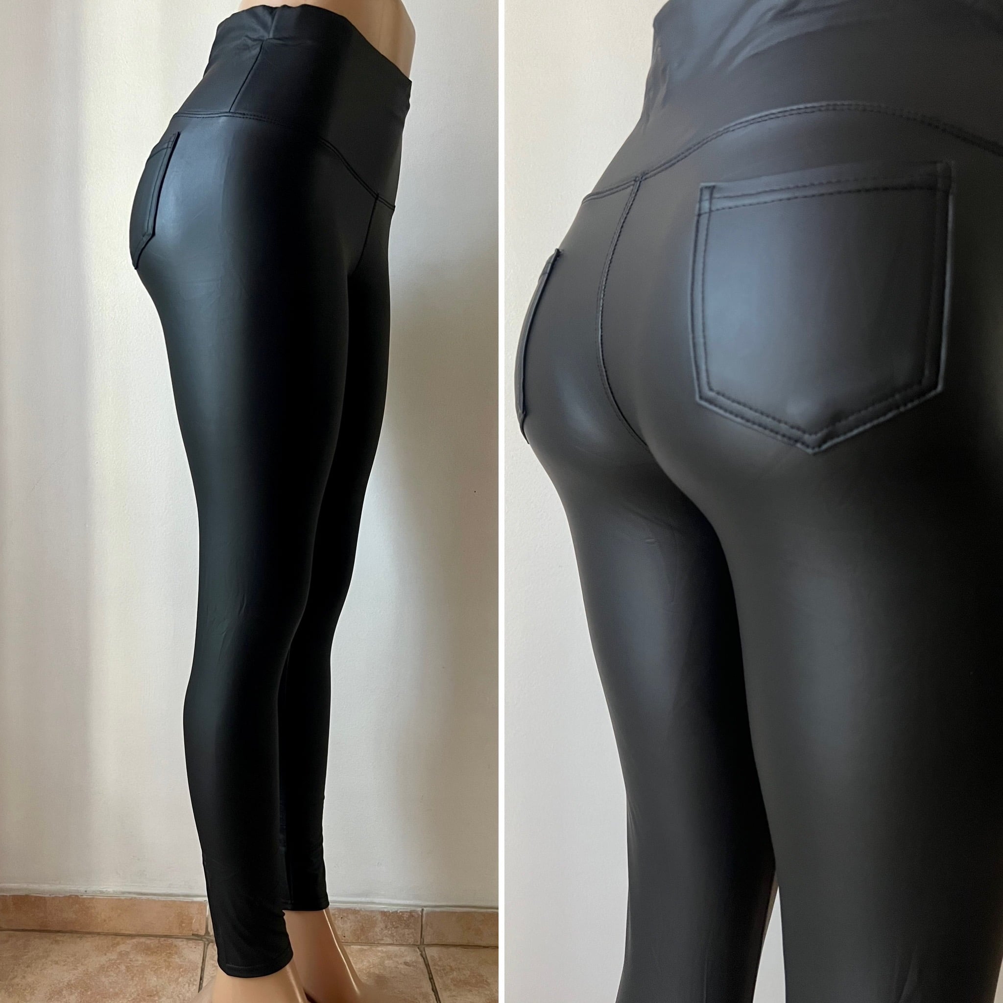 Calza Eco Cuero Negro - Bolsillo - Con Micropolar