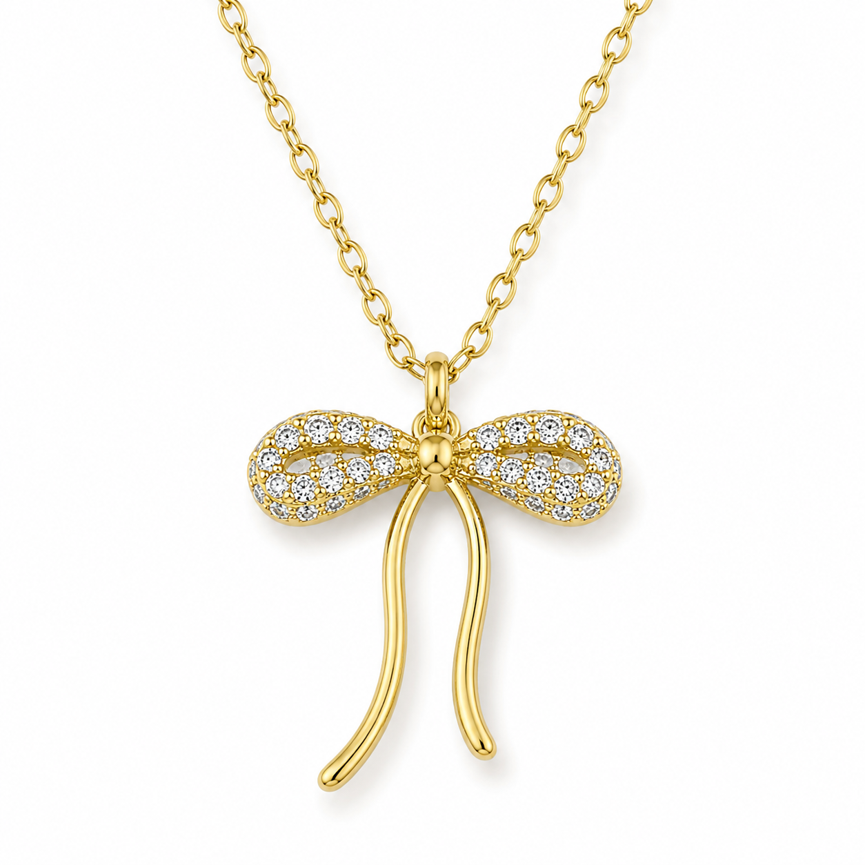Collar Cadena con Dije Lazo Enchapado en Oro 18K – 50 cm