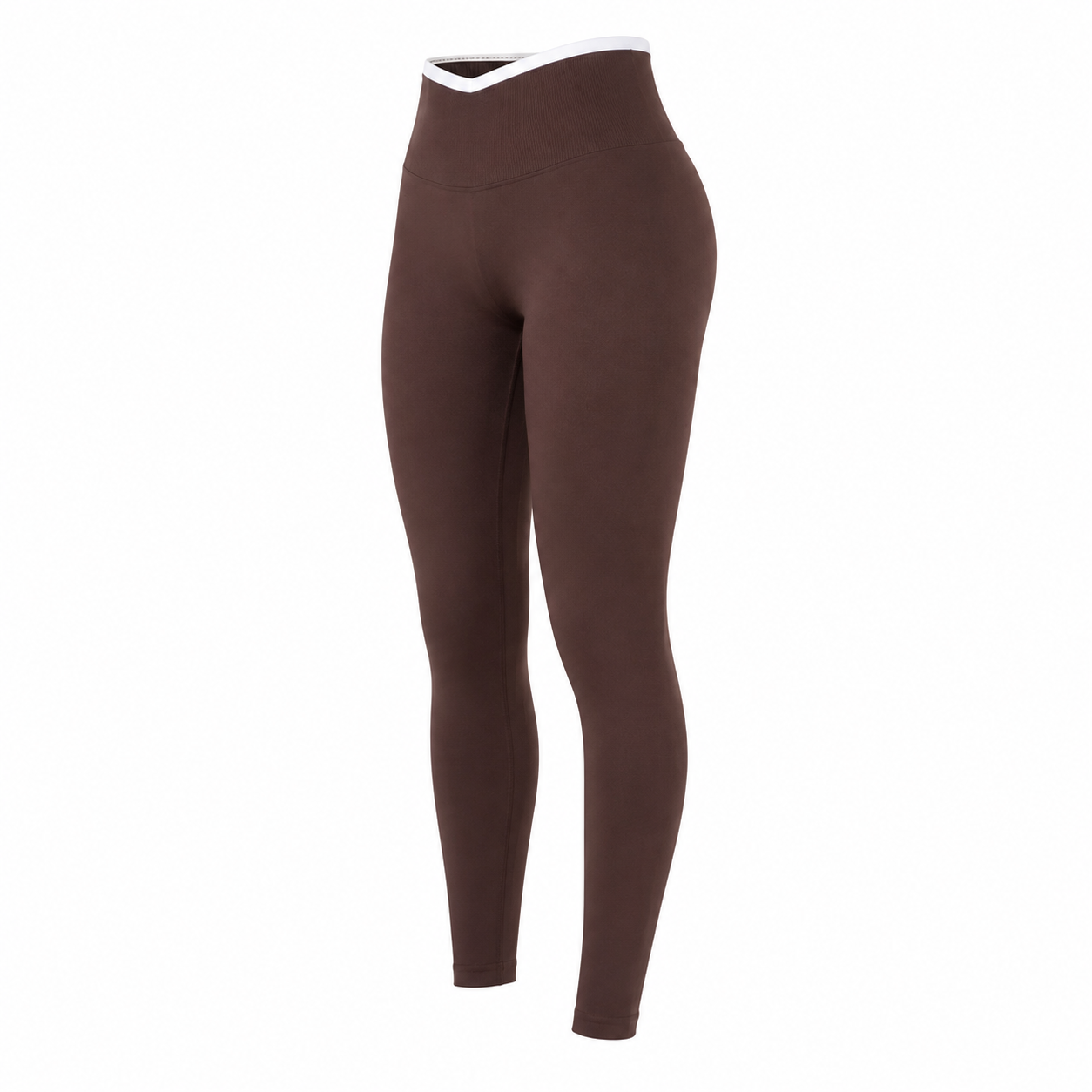 Calza Fitness Push Up Pretina Bicolor – Tiro Alto - Cafe - Talla S/M