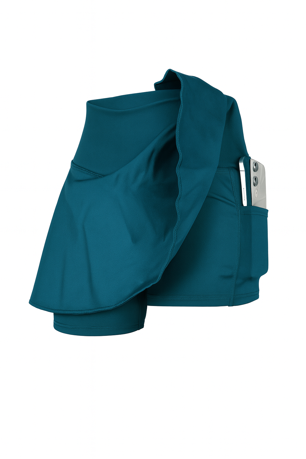 Falda Short Con Bolsillos — Verde Petróleo