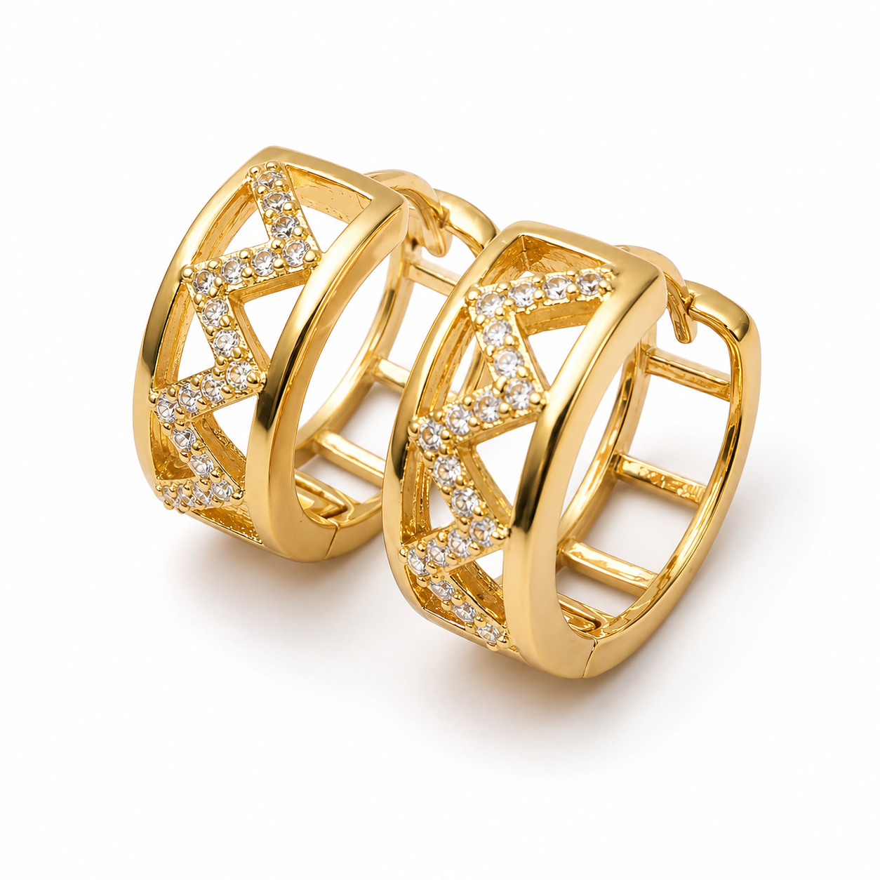 Aros Zigzag Continuo Tipo Clip – Enchapado Oro 18K