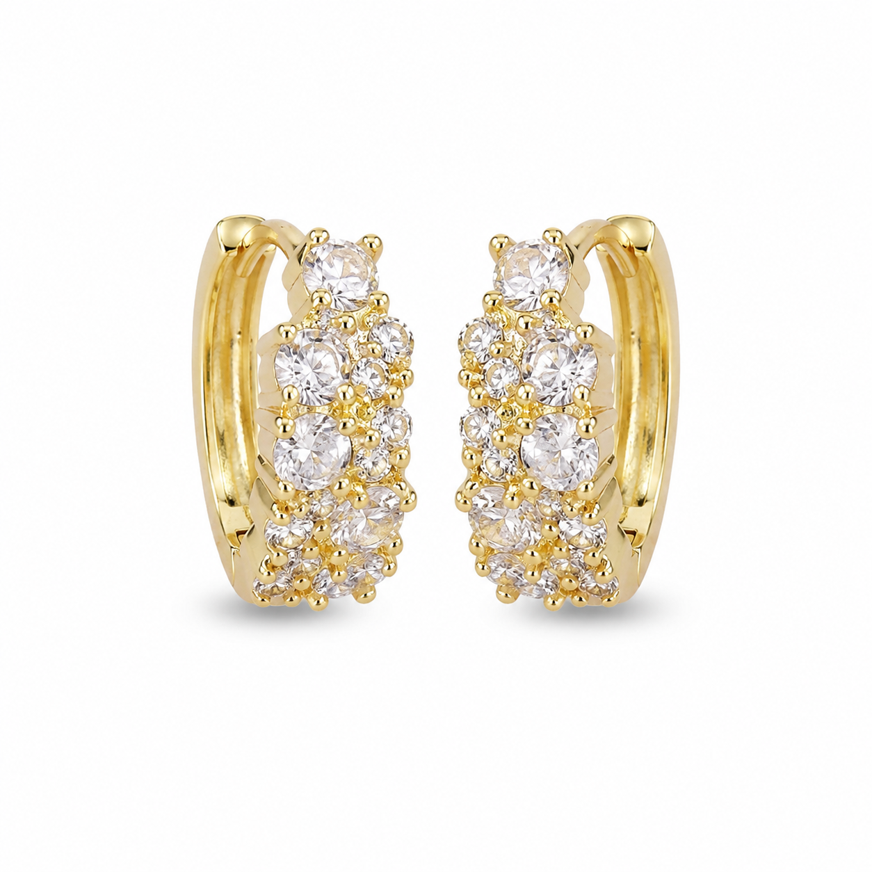 Aros Clip Pavé III con Piedras Brillantes Enchapados en Oro 18K
