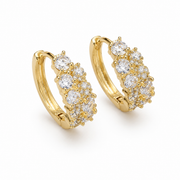 Aros Clip Pavé III con Piedras Brillantes Enchapados en Oro 18K