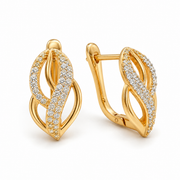 Aros Clip Pavé con Piedras Brillantes Enchapados en Oro 18K