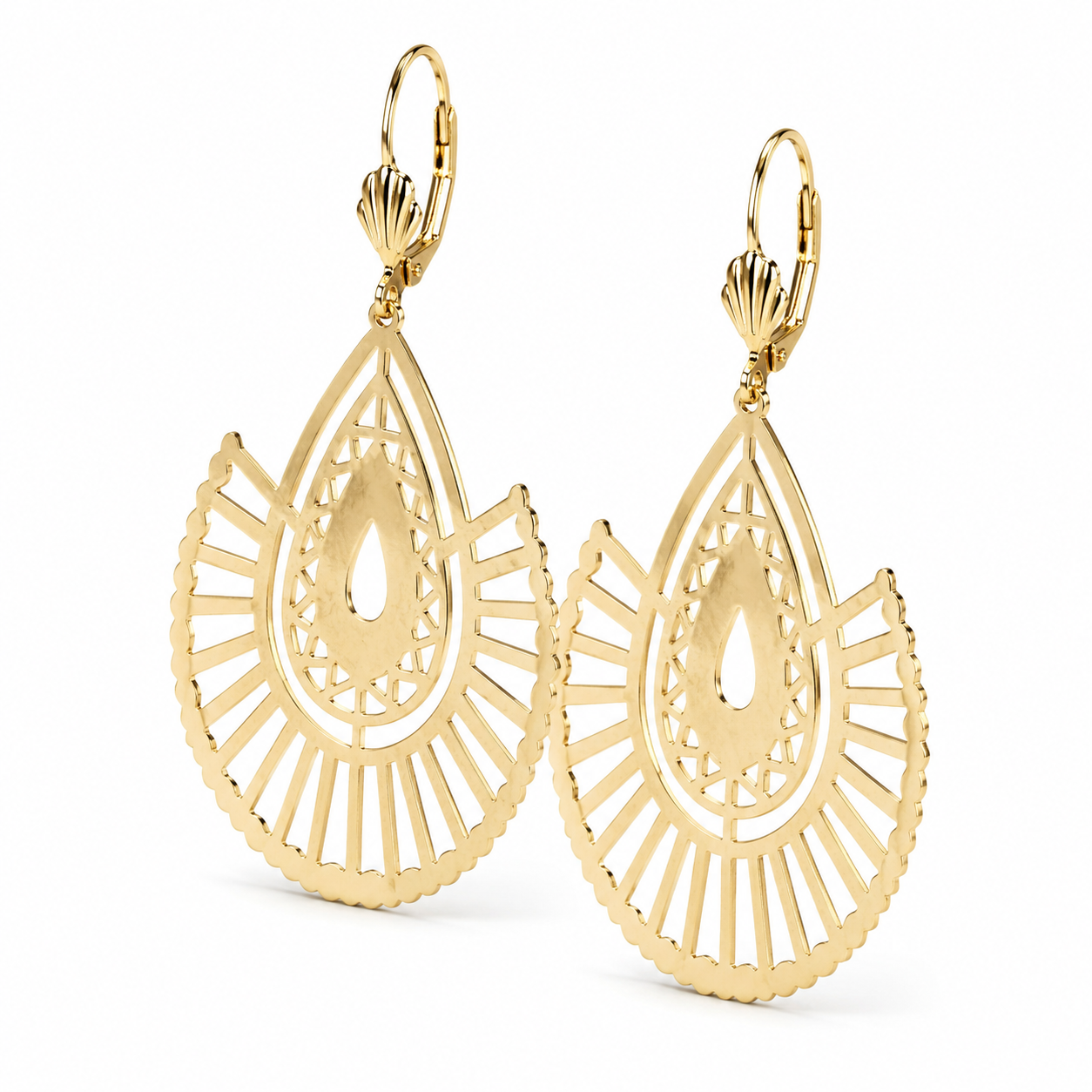 Aros Largos Filigrana – Enchapado Oro 18K