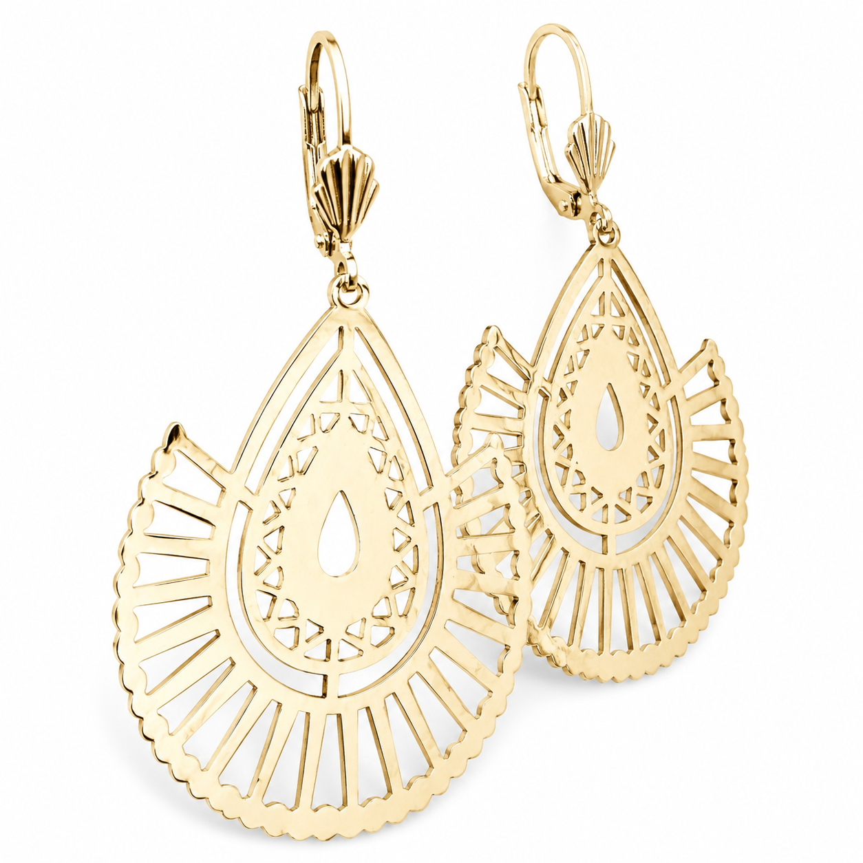 Aros Largos Filigrana – Enchapado Oro 18K
