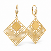 Aros Colgantes Geométricos Filigrana – Enchapado Oro 18K