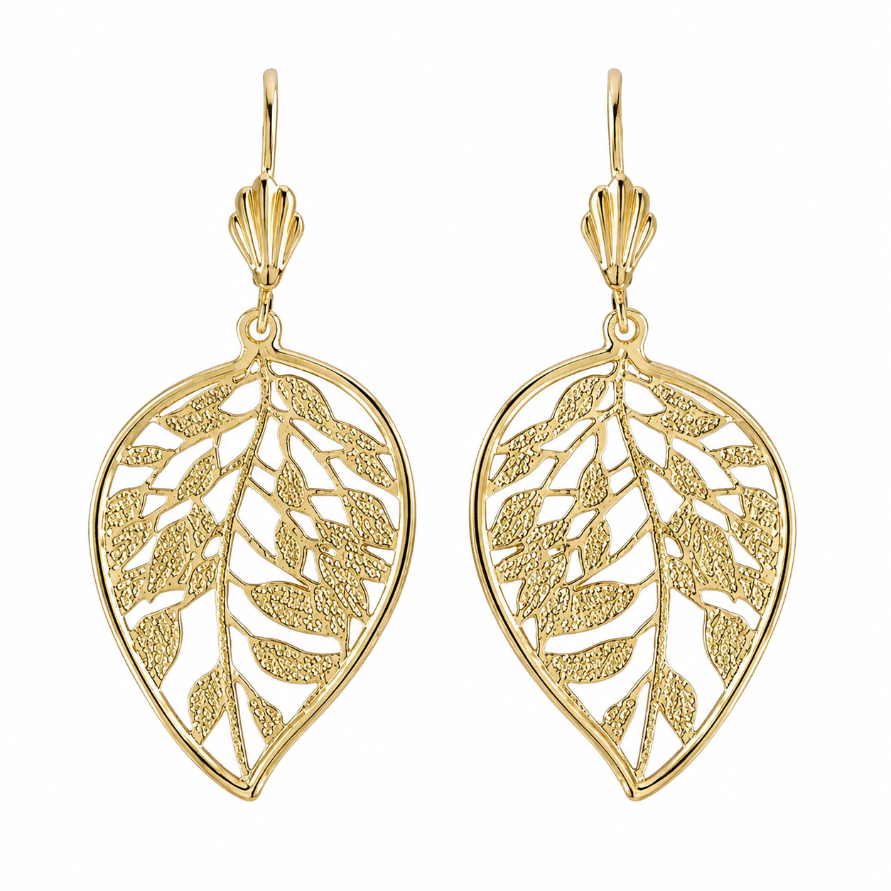 Aros Colgantes Hoja Calada – Enchapado Oro 18K