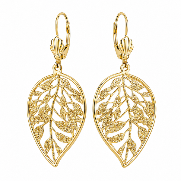 Aros Colgantes Hoja Calada – Enchapado Oro 18K