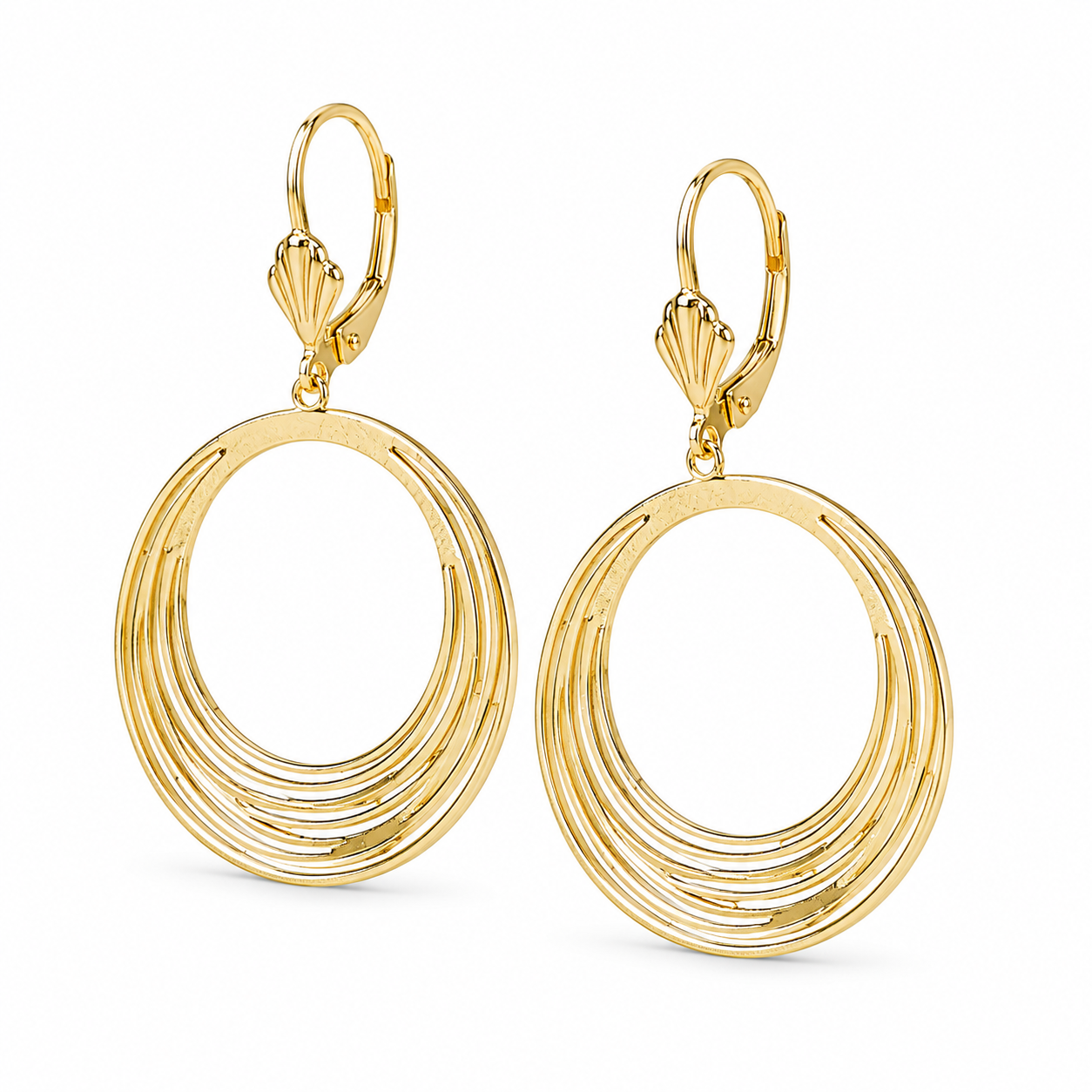 Aros Colgantes Círculos Entrelazados – Enchapado Oro 18K