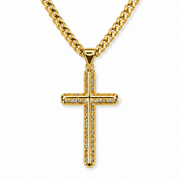 Collar Cadena Cubana con Cruz Brillante – Enchapado Oro 18K