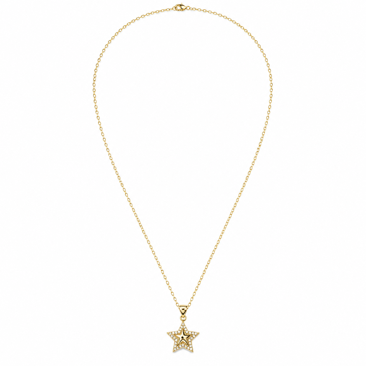 Collar Cadena con Dije Estrella – Enchapado Oro 18K, 50 cm
