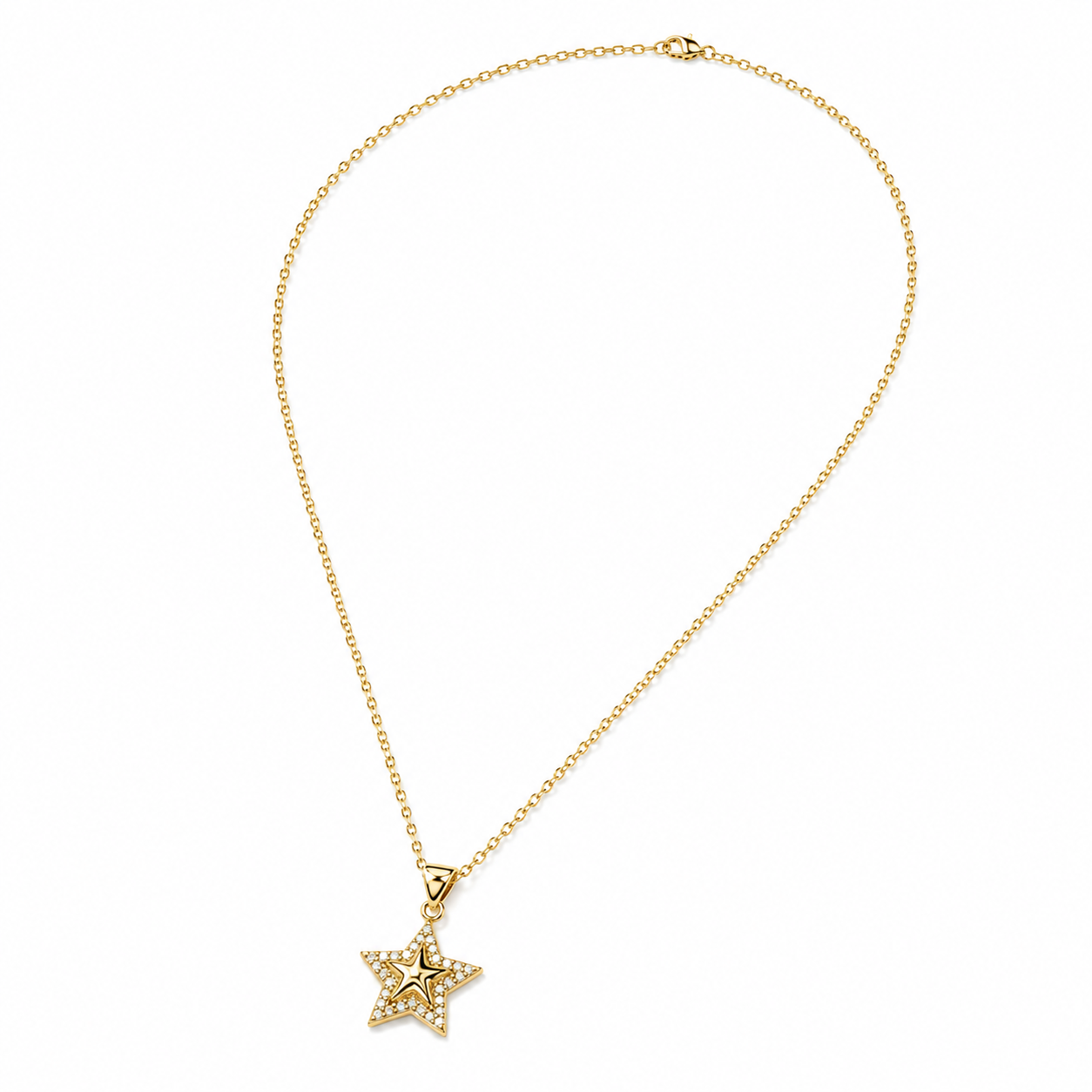 Collar Cadena con Dije Estrella – Enchapado Oro 18K, 50 cm