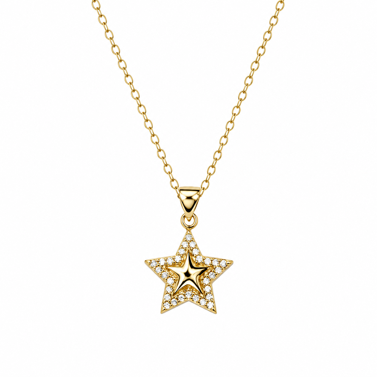 Collar Cadena con Dije Estrella – Enchapado Oro 18K, 50 cm