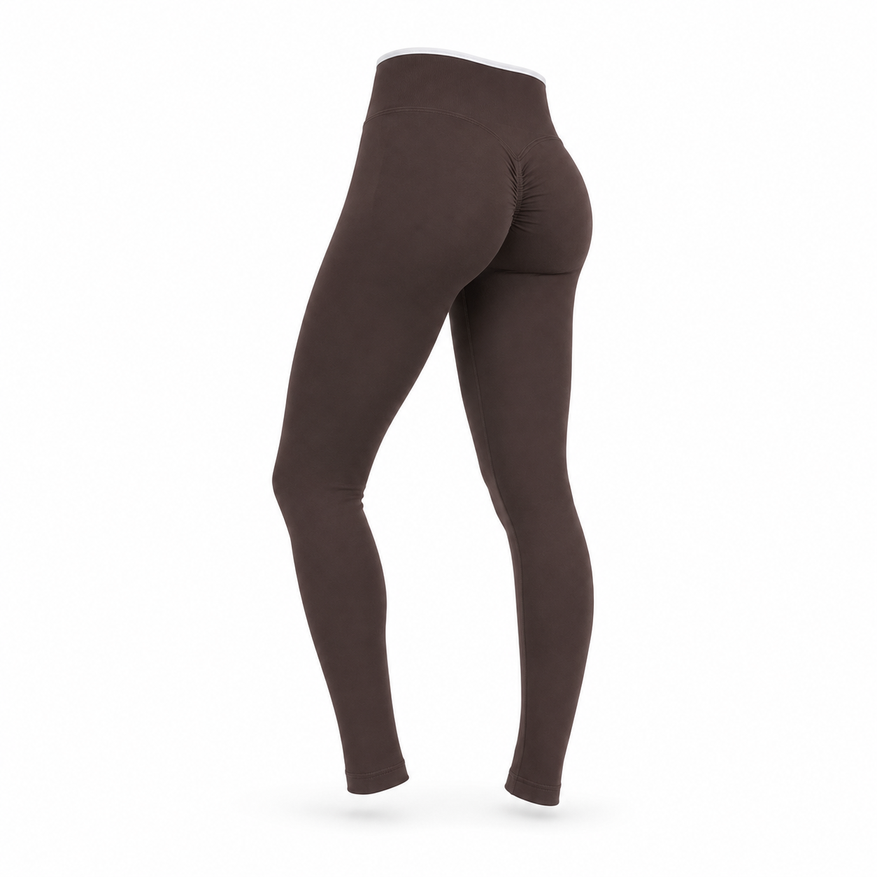 Calza Fitness Push Up Pretina Bicolor – Tiro Alto - Cafe - Talla M/L
