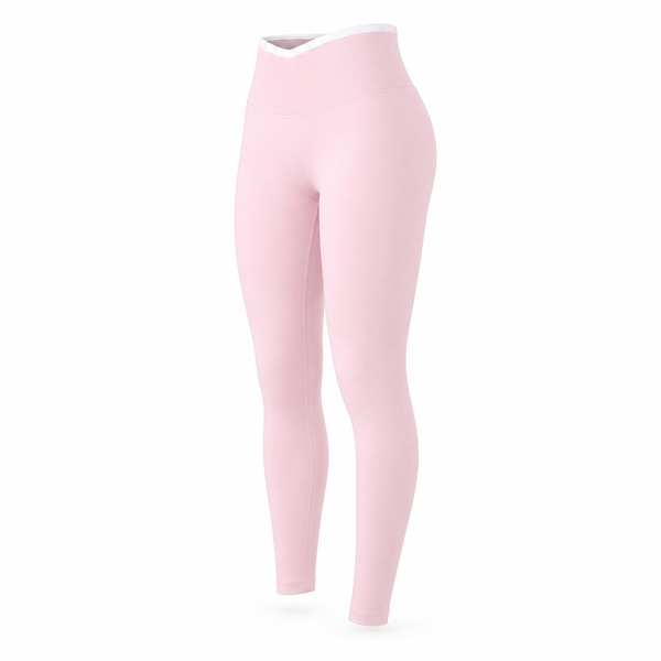 Calza Fitness Push Up Pretina Bicolor – Tiro Alto - Palo Rosa - Talla M/L