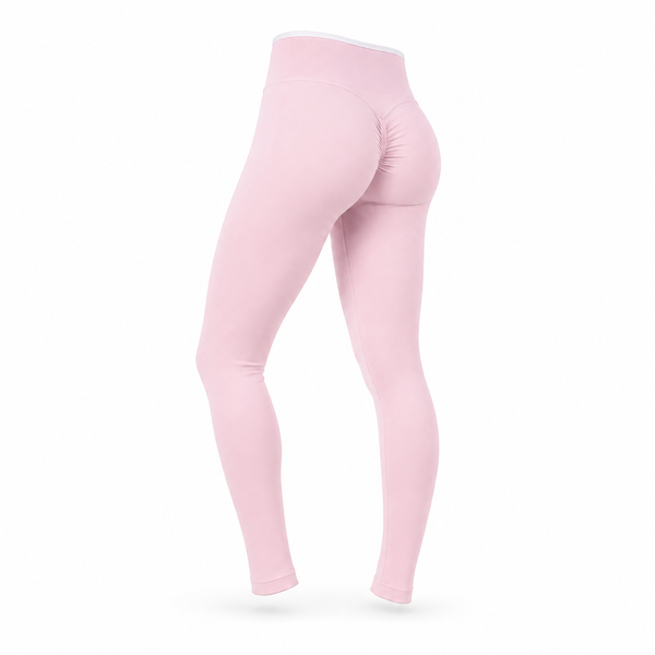 Calza Fitness Push Up Pretina Bicolor – Tiro Alto - Palo Rosa - Talla M/L