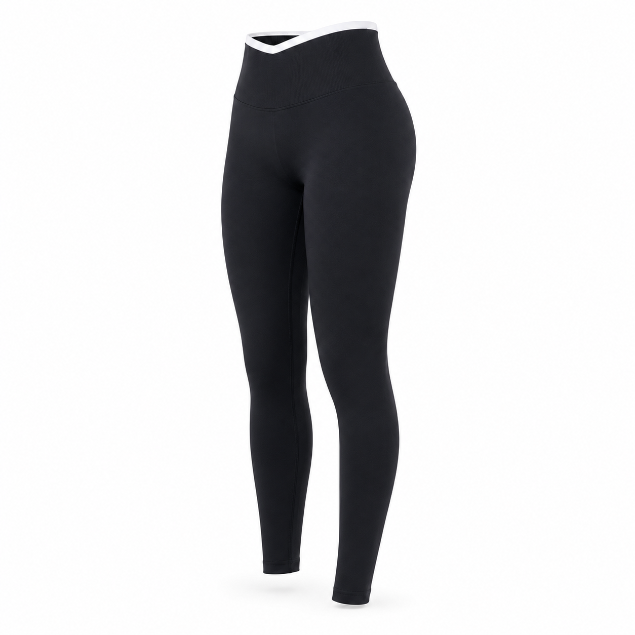Calza Fitness Push Up Pretina Bicolor – Tiro Alto - Negro - Talla M/L