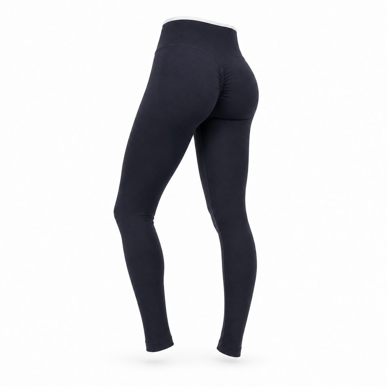 Calza Fitness Push Up Pretina Bicolor – Tiro Alto - Negro - Talla M/L