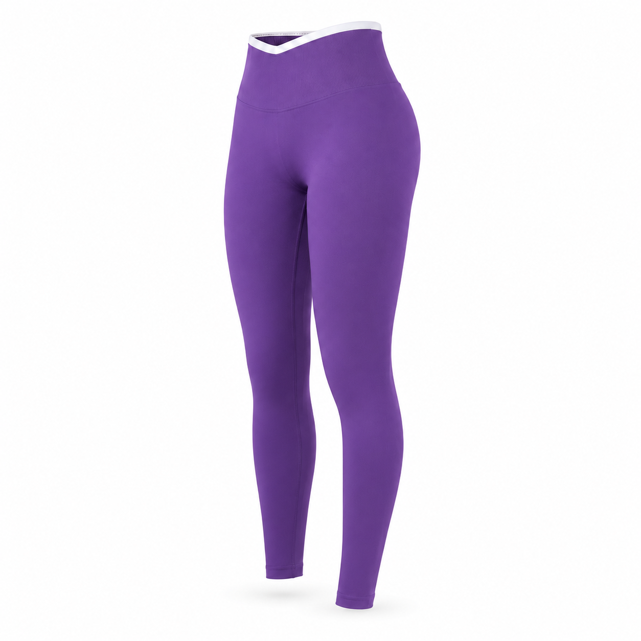 Calza Fitness Push Up Pretina Bicolor – Tiro Alto - Morado - Talla M/L