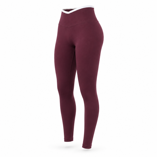 Calza Fitness Push Up Pretina Bicolor – Tiro Alto - Burdeo - Talla S/M