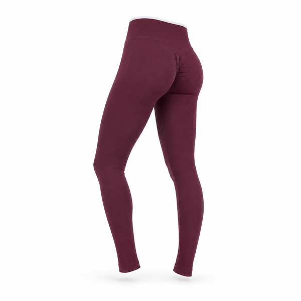 Calza Fitness Push Up Pretina Bicolor – Tiro Alto - Burdeo - Talla S/M