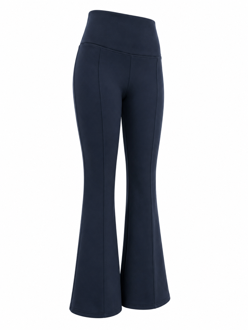 Flare Pants Algodón con Polar y Pinzas - Negro - Talla Estándar
