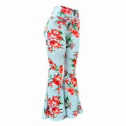 Flare Pants - Tela Sofía - Rosas Celestes  - Talla Estandar