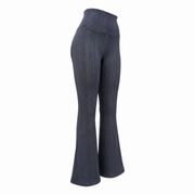 Flare Pants Algodón con Polar y Pinzas - Gris  jaspeado lineal - Talla Estándar