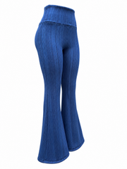 Flare Pants Algodón con Polar y Pinzas - Azul jaspeado lineal  - Talla Estándar