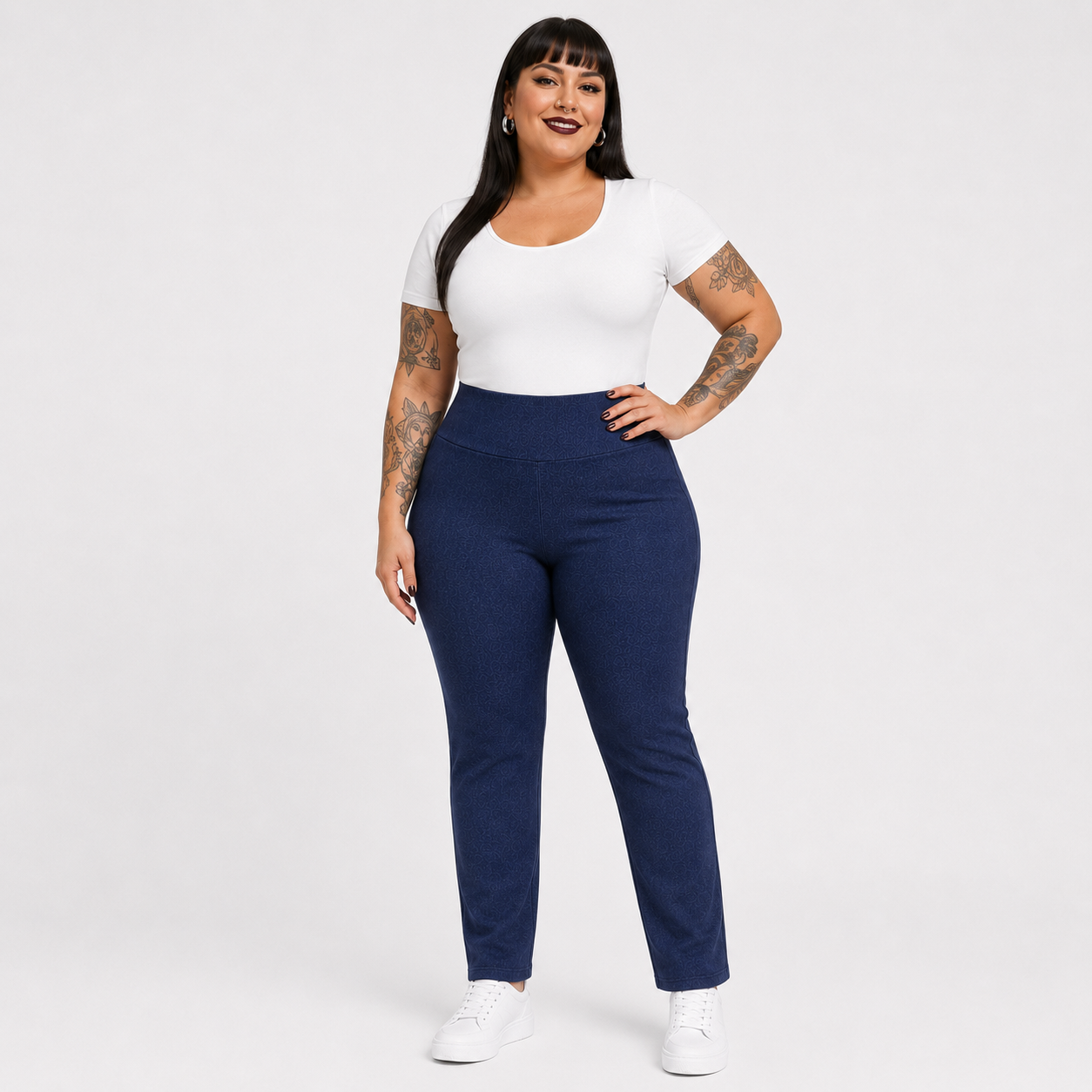 Pierna Recta con polar - Azul Jaspeado
