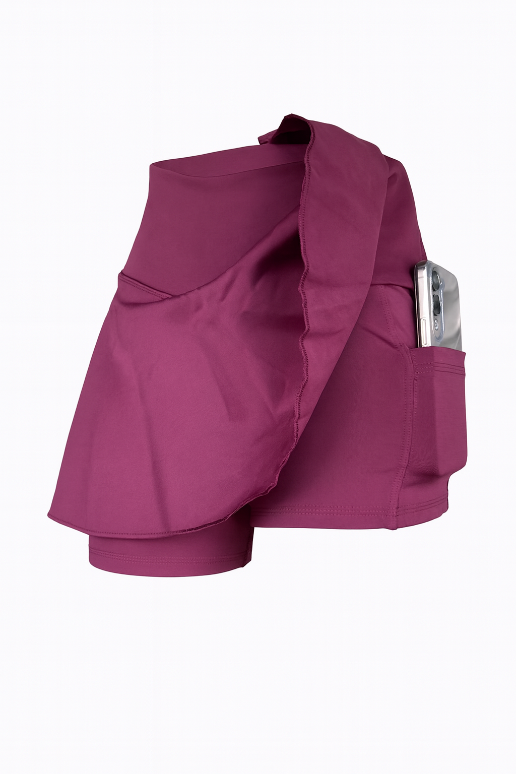 Falda Short Con Bolsillos — Malva Burdeo