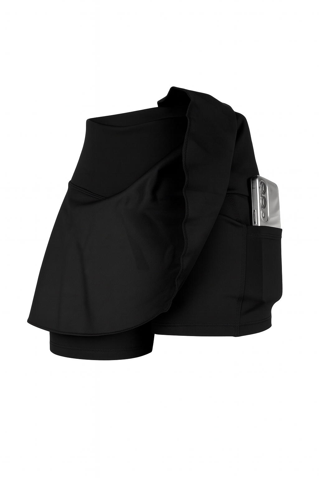 Falda Short Con Bolsillos — Negra