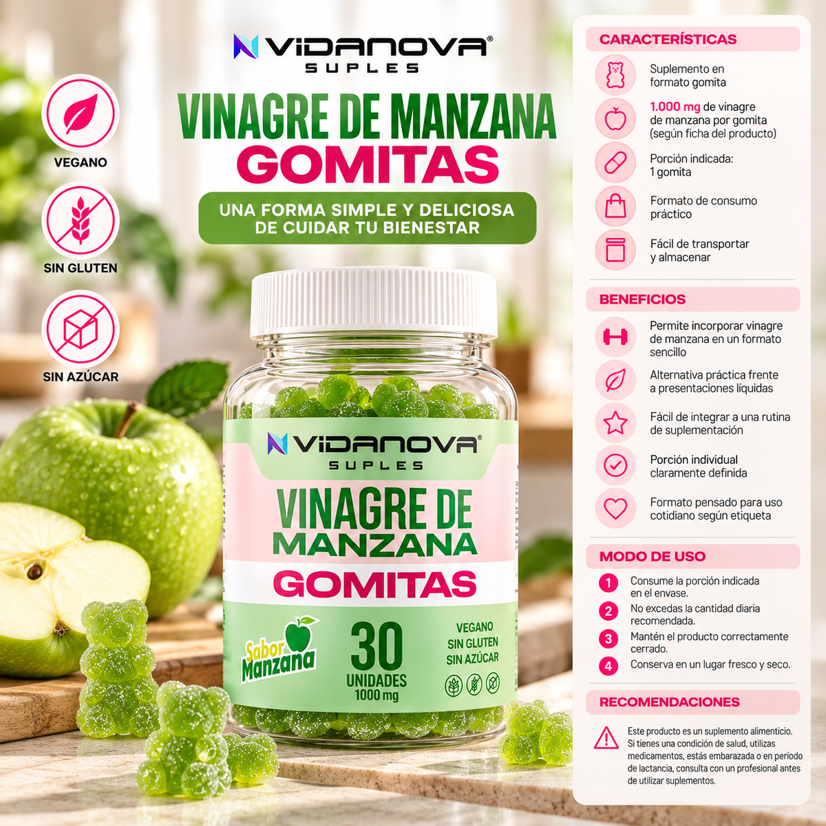 Gomitas de Vinagre de Manzana 1000 mg