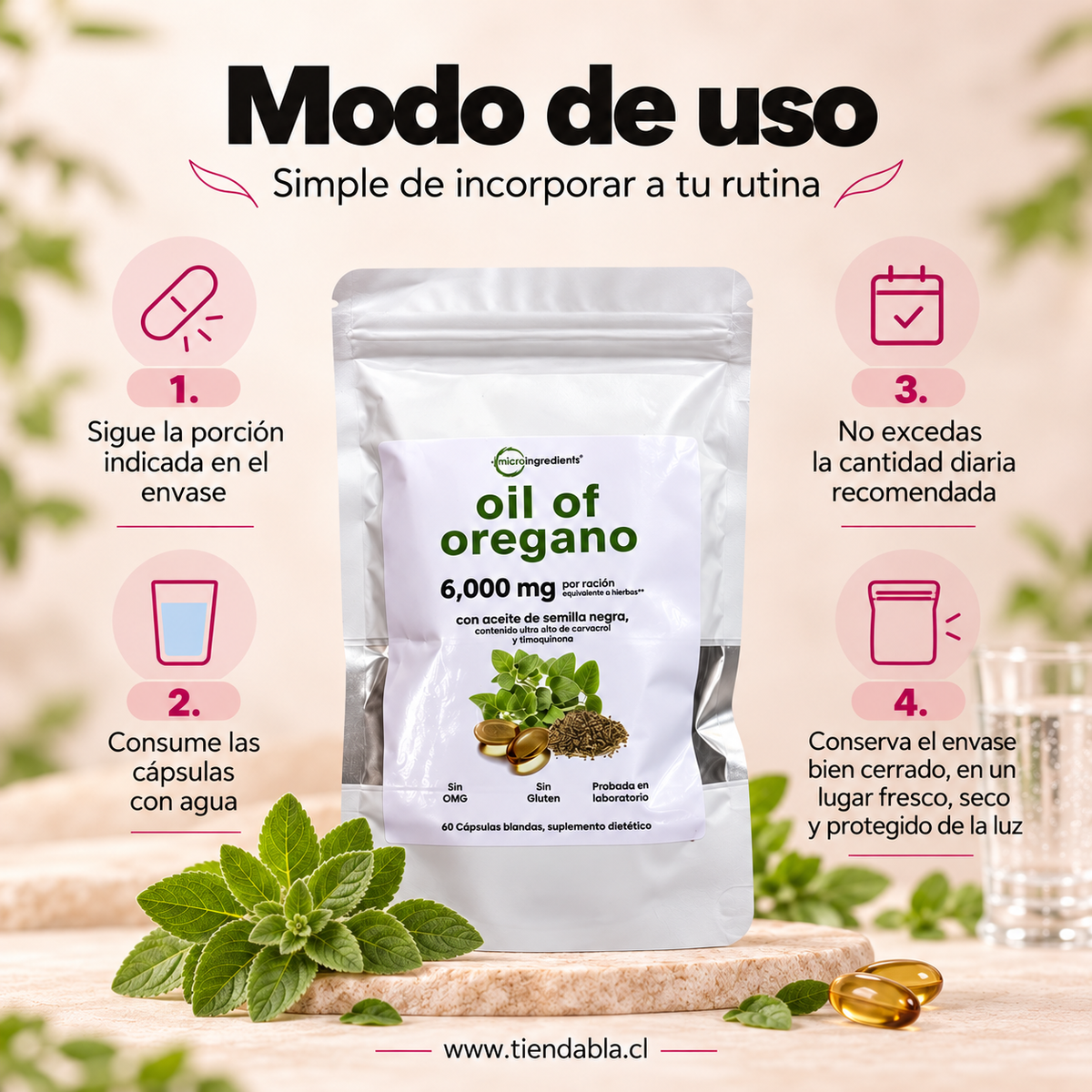 Aceite de Orégano 6000 mg + Semilla Negra – 60 Cápsulas