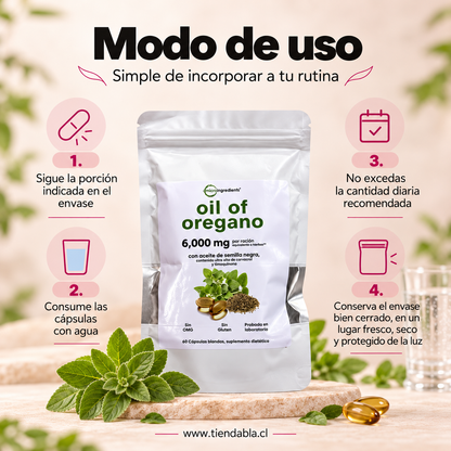 Aceite de Orégano 6000 mg + Semilla Negra – 60 Cápsulas