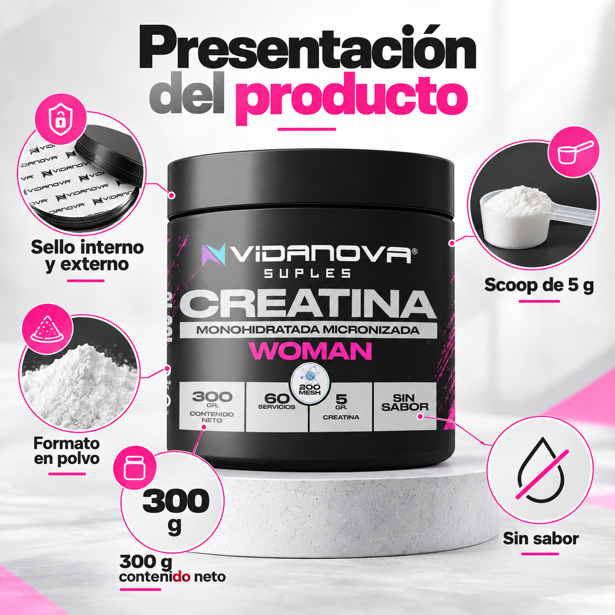 Creatina Woman Monohidratada Micronizada 300 g