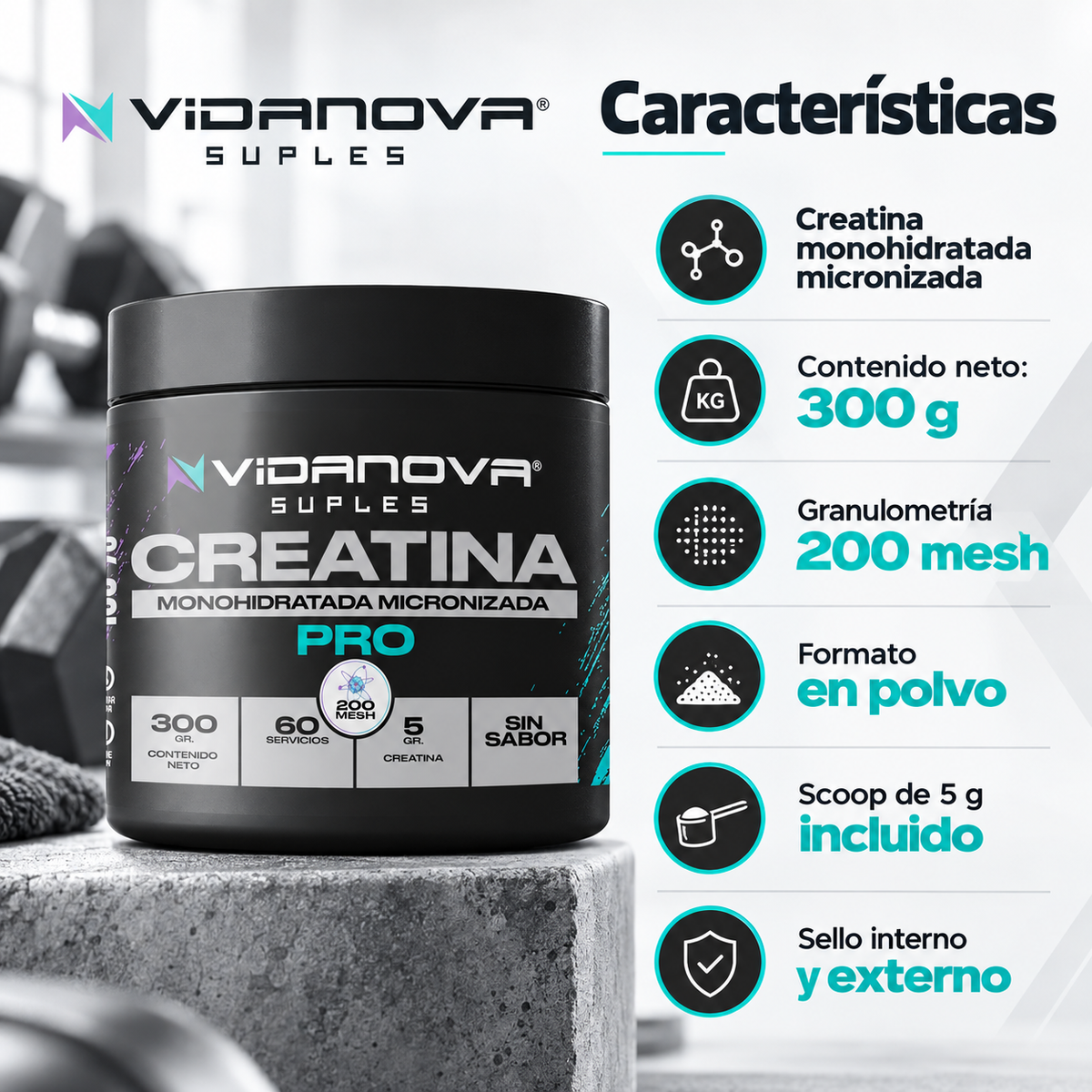 Creatina Monohidratada Micronizada 200 Mesh – 300 g
