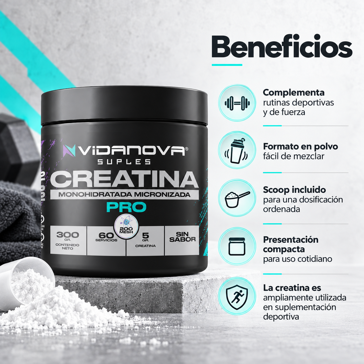 Creatina Monohidratada Micronizada 200 Mesh – 300 g