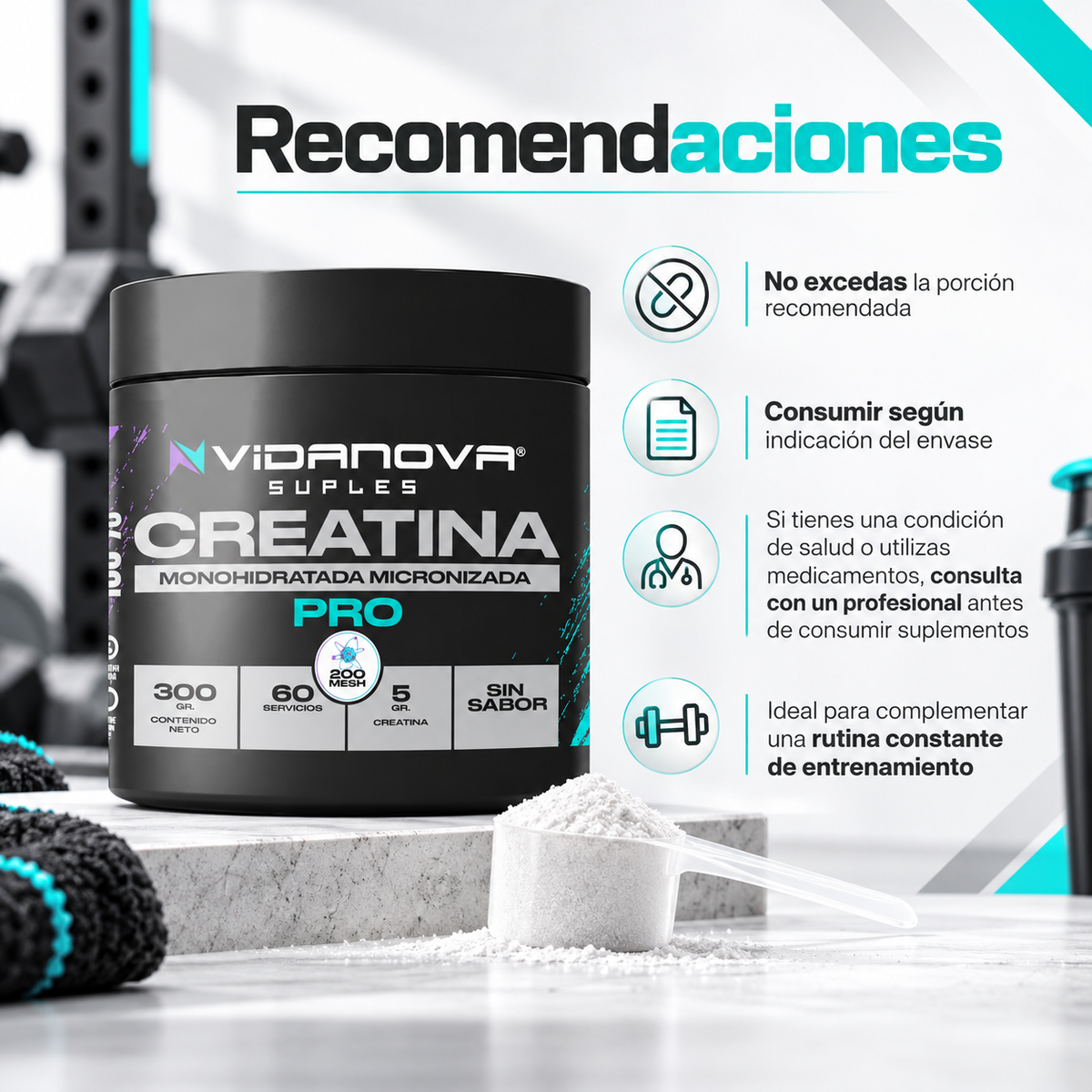 Creatina Monohidratada Micronizada 200 Mesh – 300 g