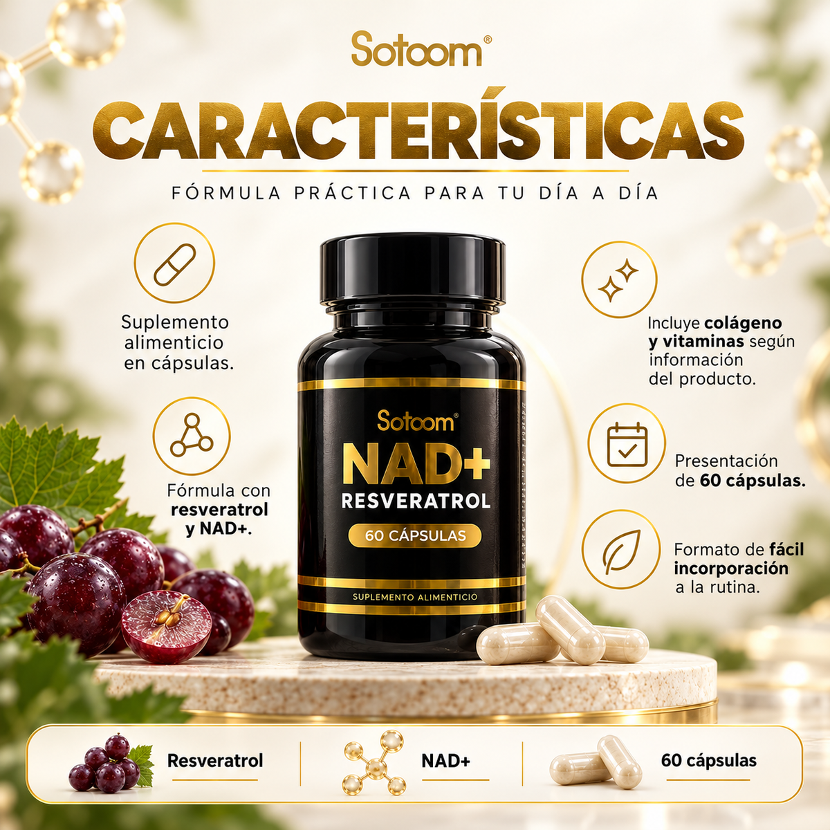 Resveratrol + NAD Satoomi – 60 Cápsulas