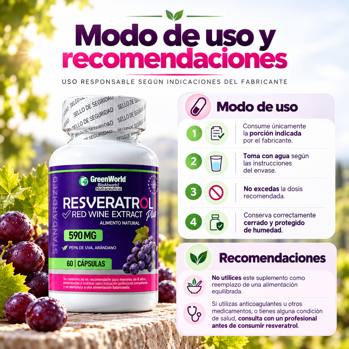 Resveratrol 590 mg – Suplemento Antioxidante