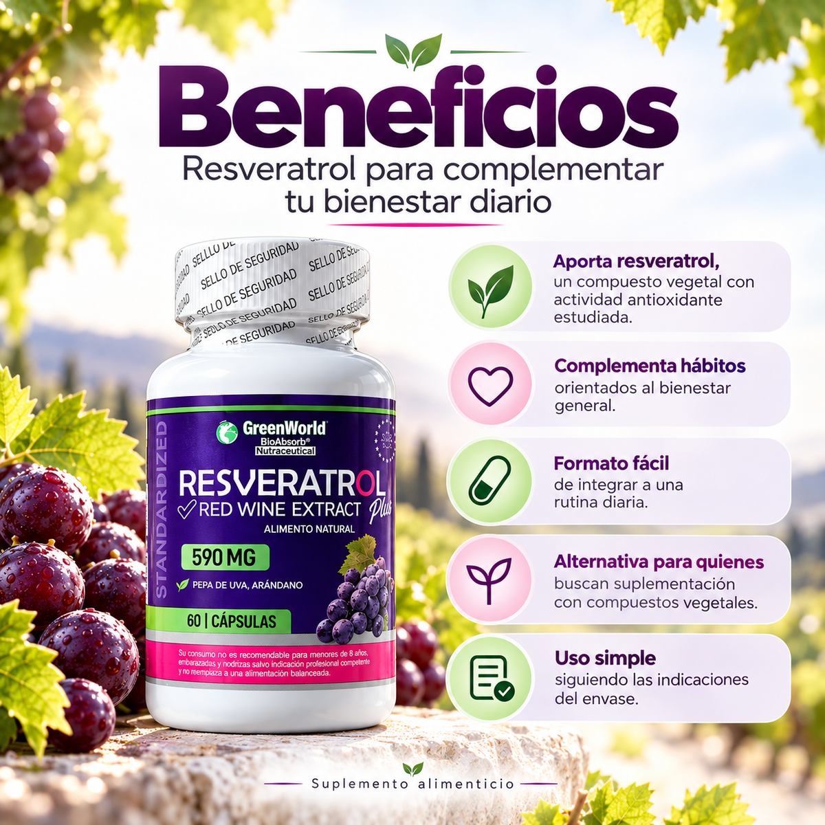 Resveratrol 590 mg – Suplemento Antioxidante