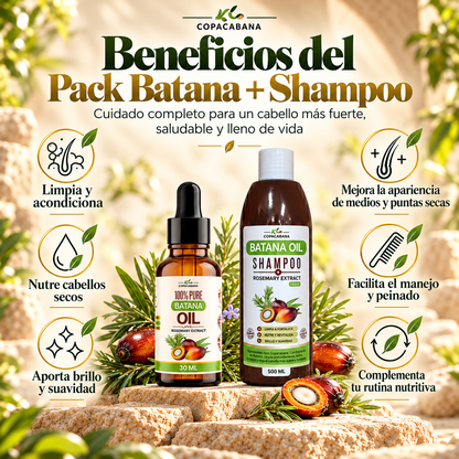 Pack Rescate Capilar Batana + Romero – Champú + Aceite de Batana 100% Puro