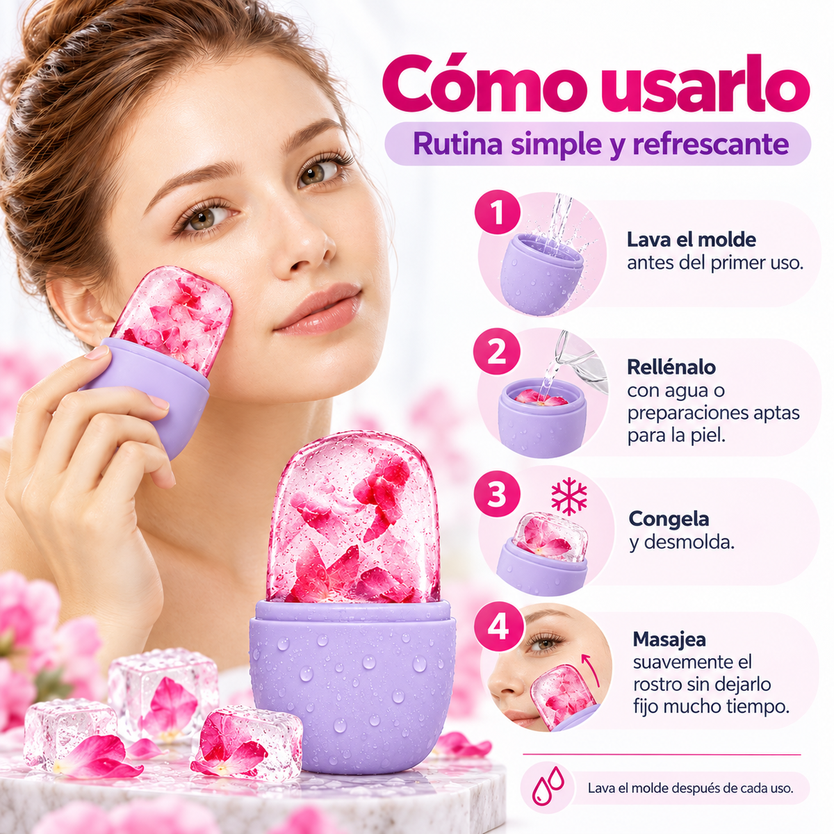 Molde Hielo Facial de Silicona Ice Stick – Masaje Facial Refrescante