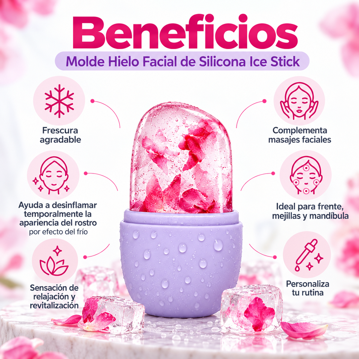 Molde Hielo Facial de Silicona Ice Stick – Masaje Facial Refrescante
