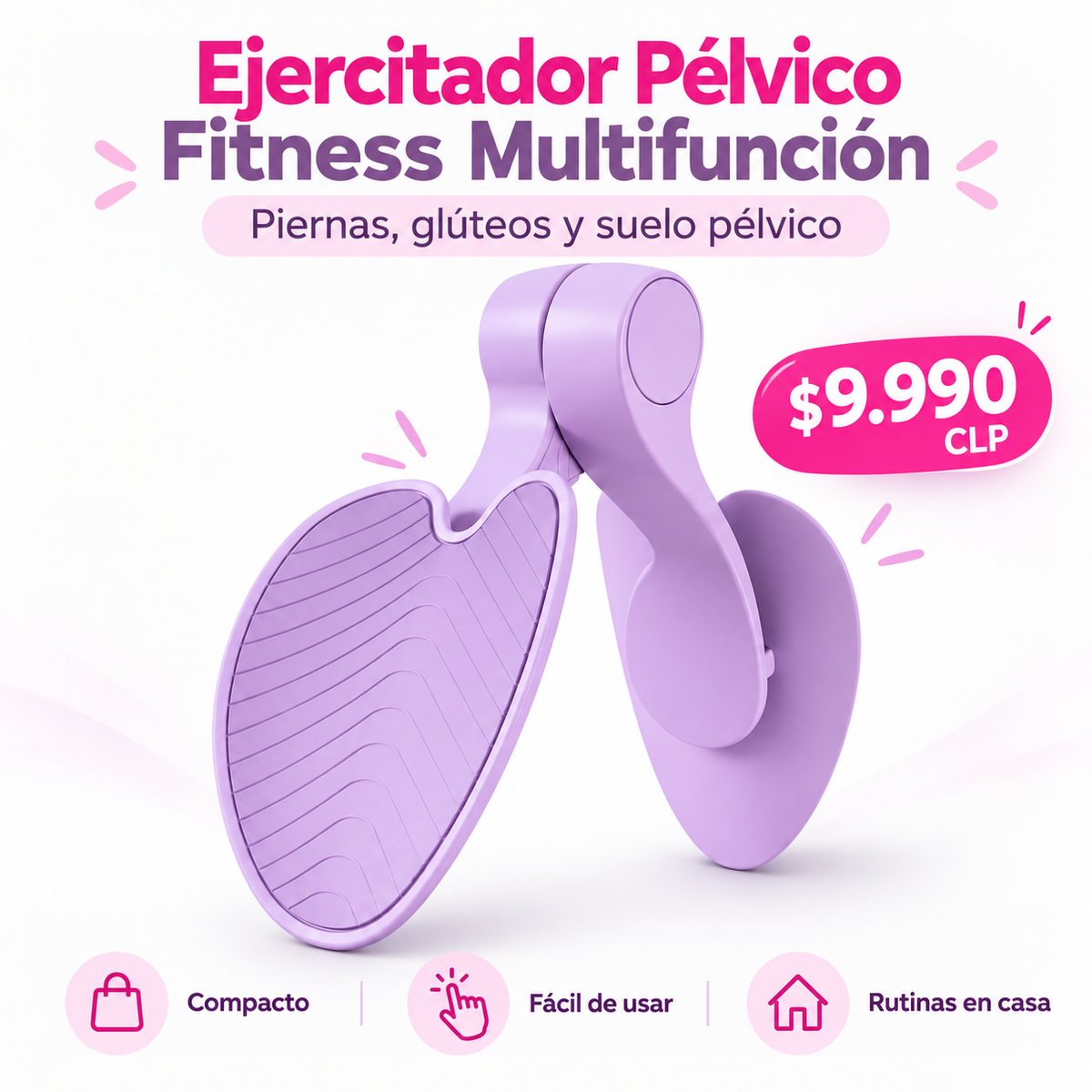 Ejercitador Pélvico Fitness Multifunción para Piernas, Glúteos y Suelo Pélvico