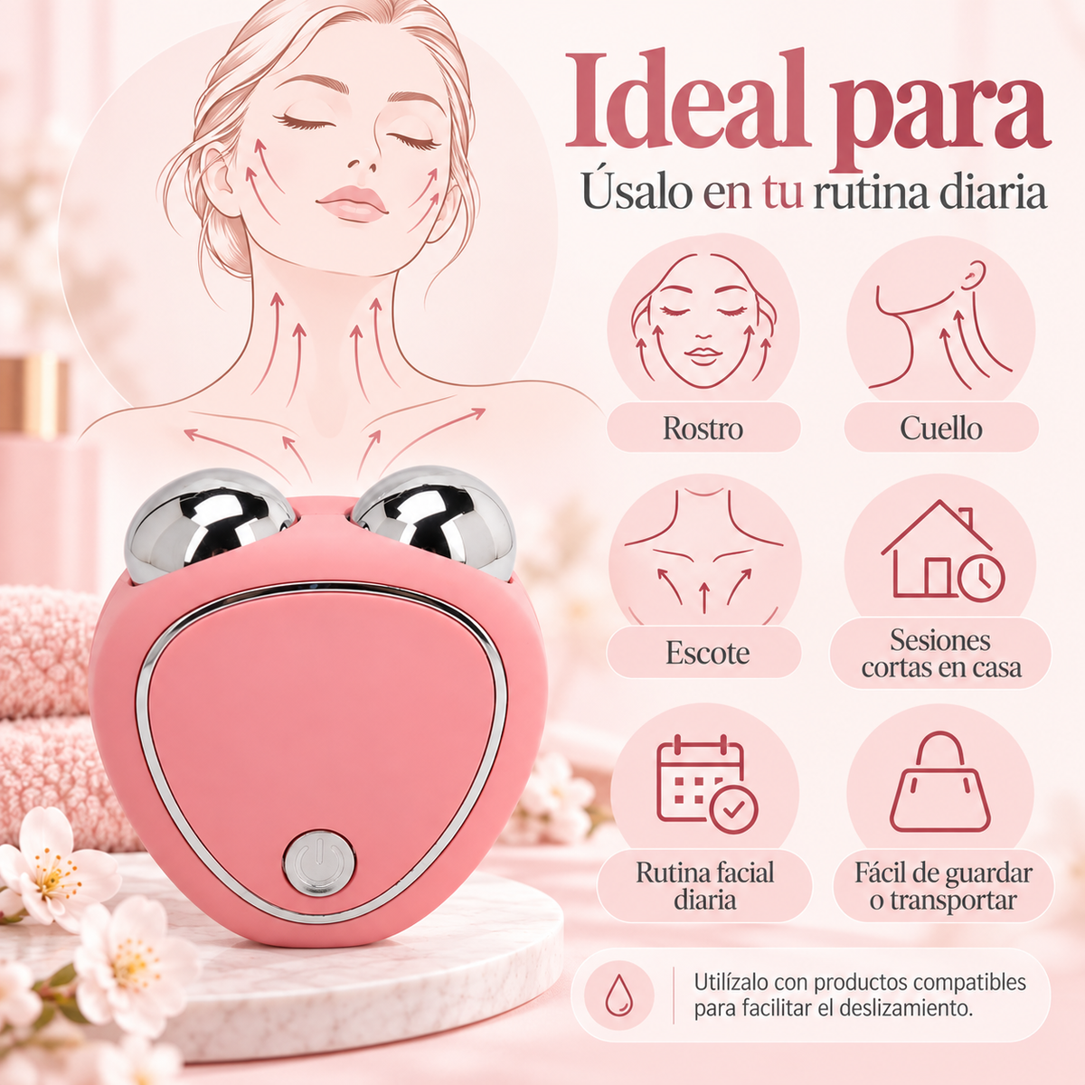 Masajeador Facial con Microcorriente USB – 3 Intensidades