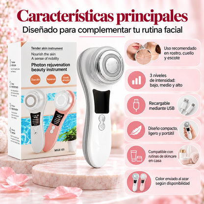 Masajeador Facial con Radiofrecuencia, EMS y Luz LED USB